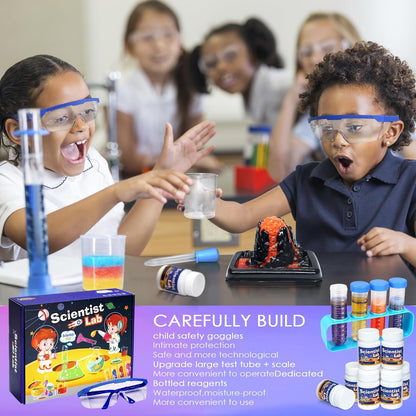 Educational Science Kit for Kids - 56 Science Lab Experiments with Lab Coat Scientist Costume, Science Kits for Kids Age 6-8-10-12, 70+ PCS DIY Stem Projects, Educational Toys for Girls Boys