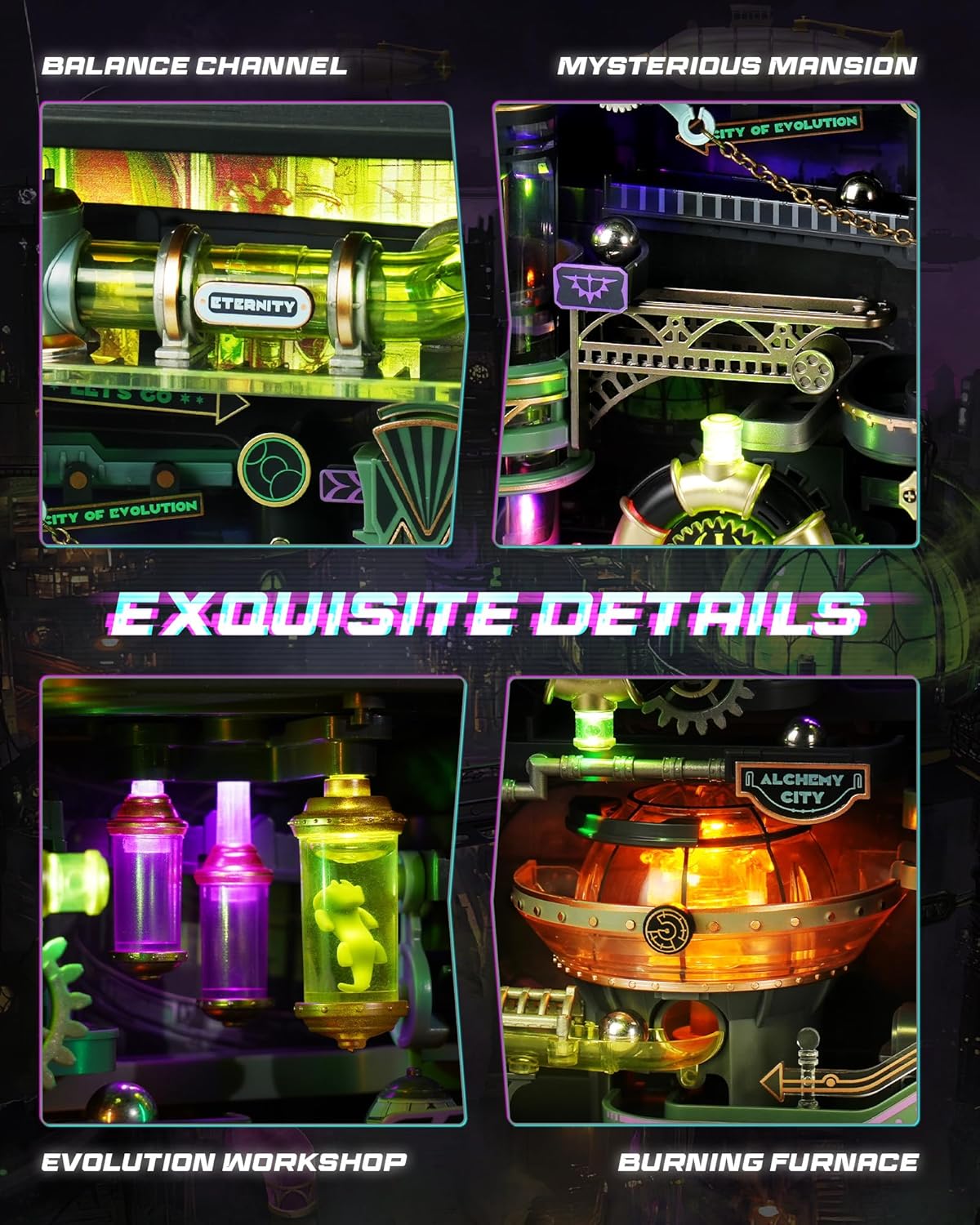 ROKR 3D Puzzle for Adults, Electric Marble Run Model Kits, Parallel World Hip-hop Street, Desk Decoration, Building Sets for Boys Girls Birthday Gifts