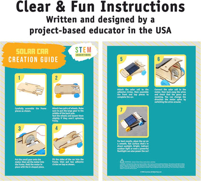 Solar Car Kit, 2-Pack – Build 2 Solar-Powered Wooden Cars, Complete STEM Engineering Project Kit for Classrooms, Ages 8+