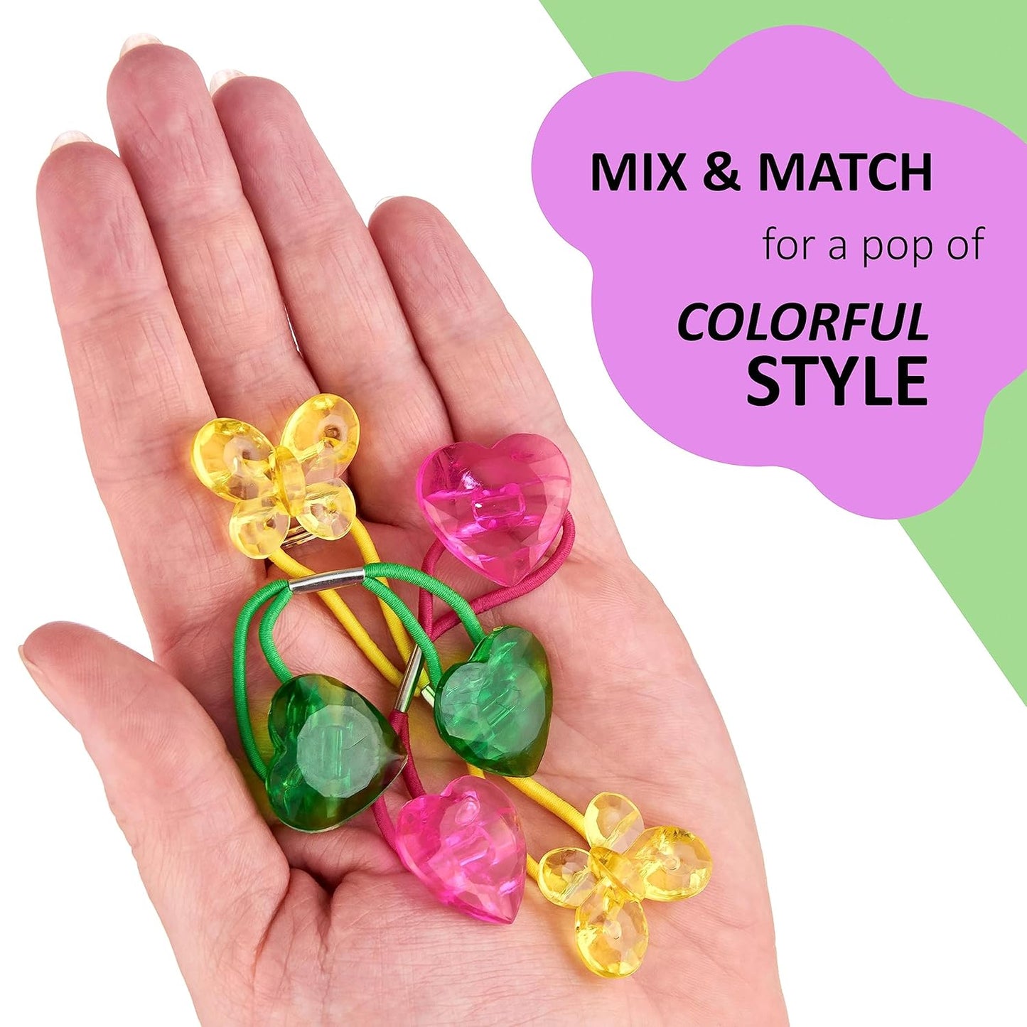 20pc Ponytailers Balls Elastics 18mm Round Opaque Multicolored Twin Beads Bauble Holders Toddler Kids Braiding Styling