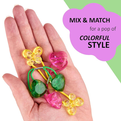 20pc Ponytailers Balls Elastics 18mm Round Opaque Multicolored Twin Beads Bauble Holders Toddler Kids Braiding Styling