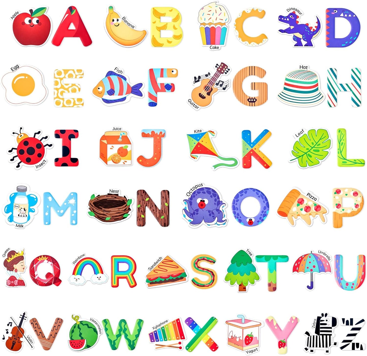 JoyCat Fridge Magnets for Toddlers & Kids – 26 Cute A-Z Objects, Large Magnetic Refrigerator Toys, Fun Educational Learning Gifts for Girls and Boys 2 3 4 5 Years Old