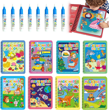 NYXTOB 8pcs Magic Water Book, Magic Water Painting Book, Paint with Water Books for Toddlers 1-3, 8 Painting Themes