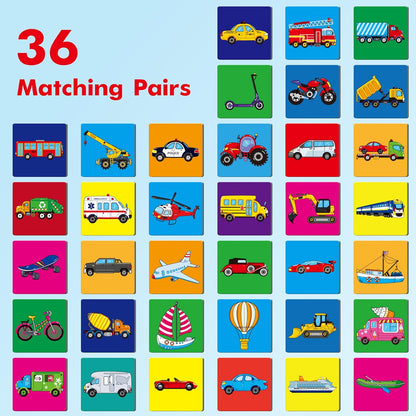 Hebayy 72 PCS Memory Matching Game, Real Animal Matching Cards for Toddlers 36 Pairs Memory Cards for Preschool 4 5 6 Years Old