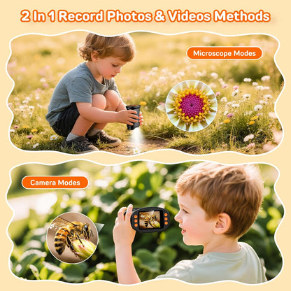 1000X Digital Handheld Microscope for Kids with 2.0" IPS Screen, Outdoor Toys Portable STEM Science Lab Gifts, Rechargeable Pocket Microscope Educational Toy for Boys & Girls Age 4-6 8-12, Orange