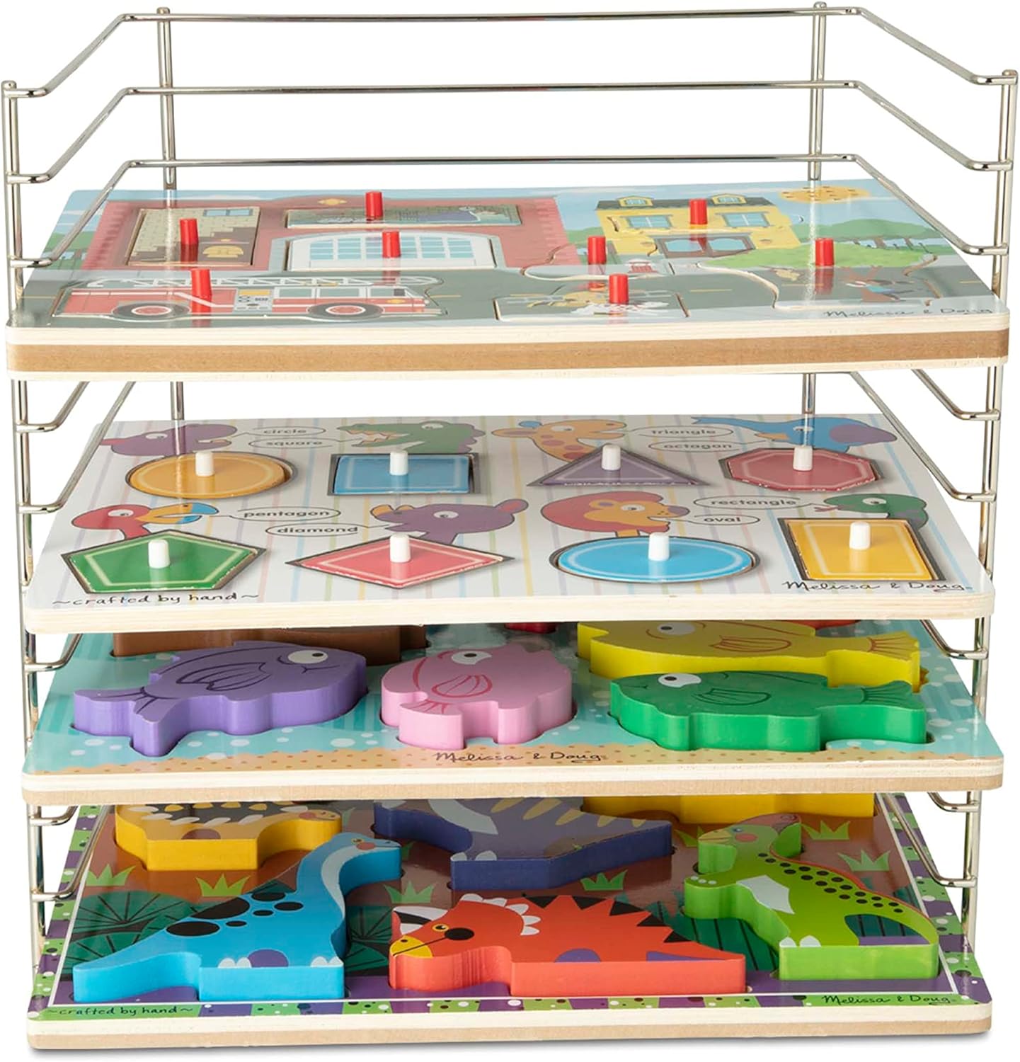 Melissa & Doug Puzzle Storage Rack - Wire Rack Holds 12 Puzzles