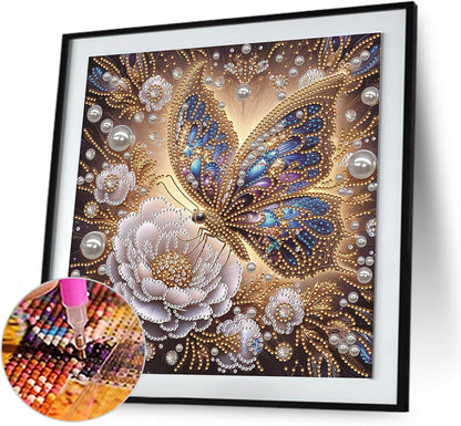 LAKEQUILL Royal Blue Butterfly Special Shaped 5D DIY Partial Drill Home Diamond Art Kit (Butterfly-4)
