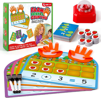 Torlam Magnetic Ten-Frame Set,Finger Number Counters for Kids Math Manipulatives,Counting Blocks for Math Games Addition Subtraction Practice,1st 2nd 3rd Grade Kindergarten Number Blocks Learning Toy