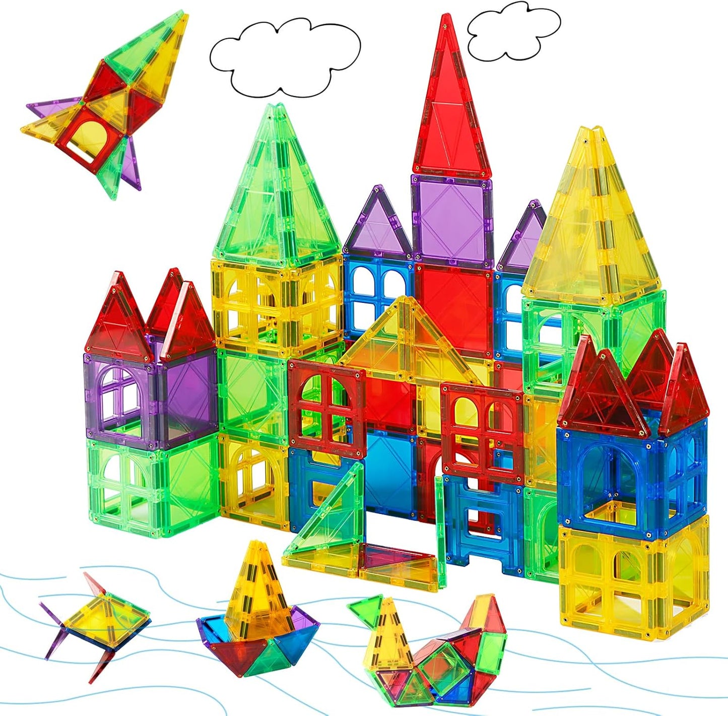 MAGBLOCK 85Pcs Marble Run Magnetic Tiles Toy Building Blocks STEM Educational Child Brain Development Kit Magnet Construction Toys for Boys Girls Kids Age 5 6 7+ Years Old