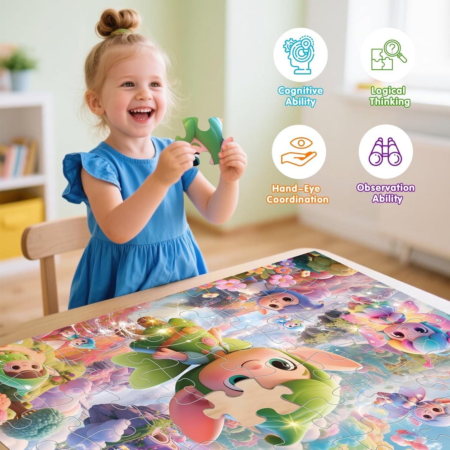 Jumbo Floor Puzzle for Kids,48 Piece Unicorn Large Jigsaw Puzzles,Puzzle for Toddler Ages 3-5,Fun Educational Preschool Learning Toy Easter Gift for Boys & Girls Ages 4-8