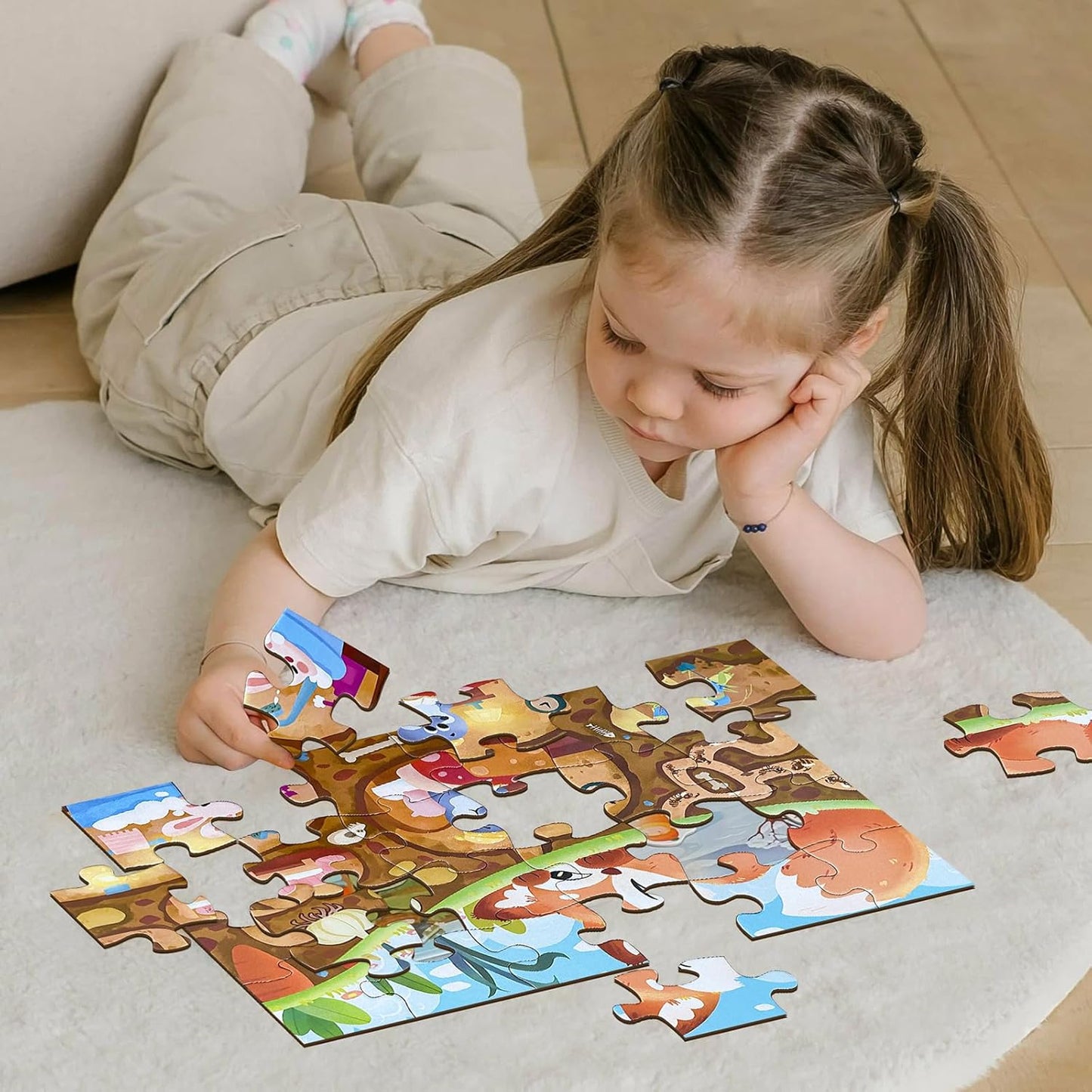 Jumbo Floor Puzzle for Kids, Large Jigsaw Puzzles 24 Piece for Kids Ages 3-5,Preschool Learning & Education Toys, Gifts for 4-8 Year Old Boys and Girls (Jungle Animals)