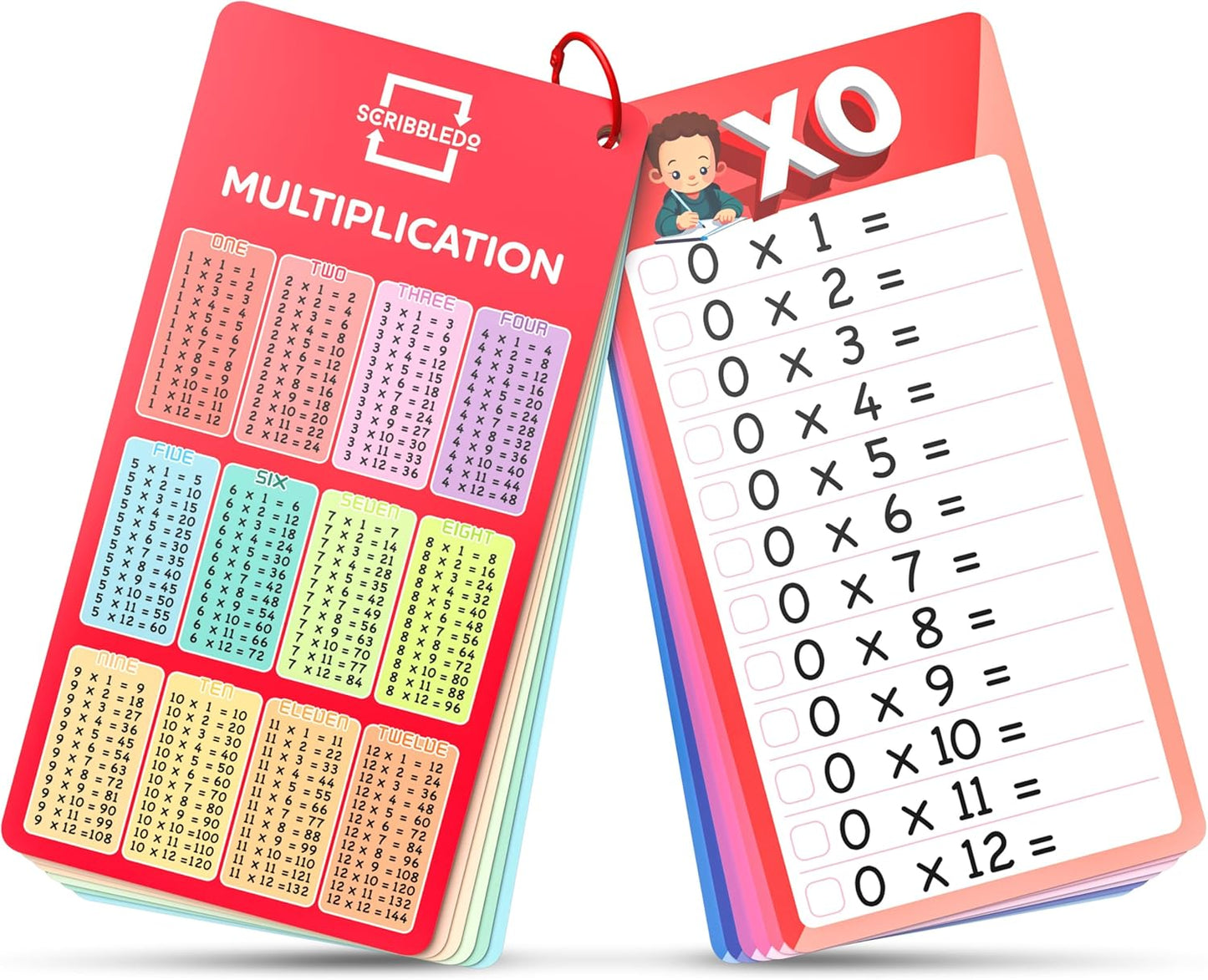 SCRIBBLEDO Dry Erase Multiplication Flash Cards Math 0-12 2nd 3rd 4th Grade Math Flash Cards Reusable Wipe Clean Double-Sided Multiplication Flashcards for Classroom Homeschool Times Tables