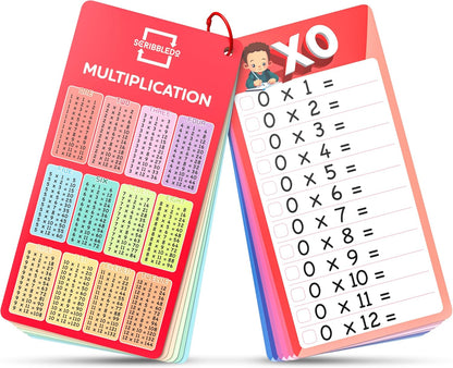 SCRIBBLEDO Dry Erase Multiplication Flash Cards Math 0-12 2nd 3rd 4th Grade Math Flash Cards Reusable Wipe Clean Double-Sided Multiplication Flashcards for Classroom Homeschool Times Tables