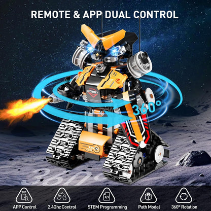 5in1 STEM Building Toys for Kids 6-14, Remote & APP Controlled Mech Robots/Heavy Tanks/Tracked Racer STEM Building Kit for Kid Science Learning, 552 Pcs DIY Erector Sets Gifts for Boys & Girls