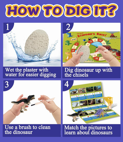 Dinosaur Easter Egg Toys Dig Kit for Kids, Science STEM Gifts for 3 4 5 6 7 8 9 10 Year Old Boys Girls, Discover 12 Dino Eggs Excavation Fossil Digging Dragon Toy, Educational Archaeology Party Games