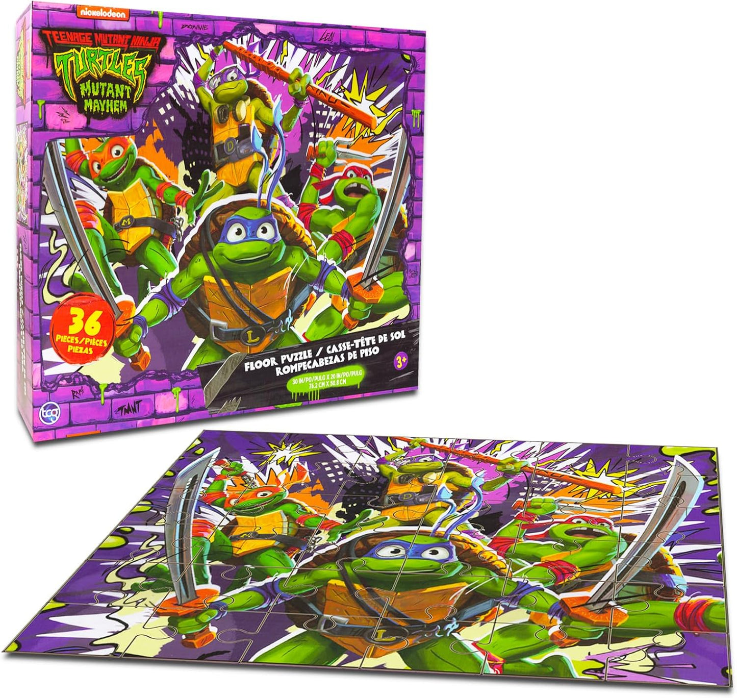 Teenage Mutant Ninja Turtles Floor Puzzle for Kids Set - Bundle with 36 Piece TMNT Floor Puzzle Plus Stickers, More | Teenage Mutant Ninja Turtles Puzzles for Kids Ages 4-8