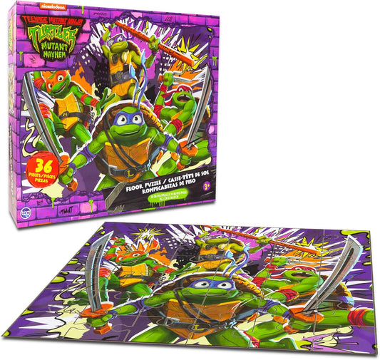 Teenage Mutant Ninja Turtles Floor Puzzle for Kids Set - Bundle with 36 Piece TMNT Floor Puzzle Plus Stickers, More | Teenage Mutant Ninja Turtles Puzzles for Kids Ages 4-8