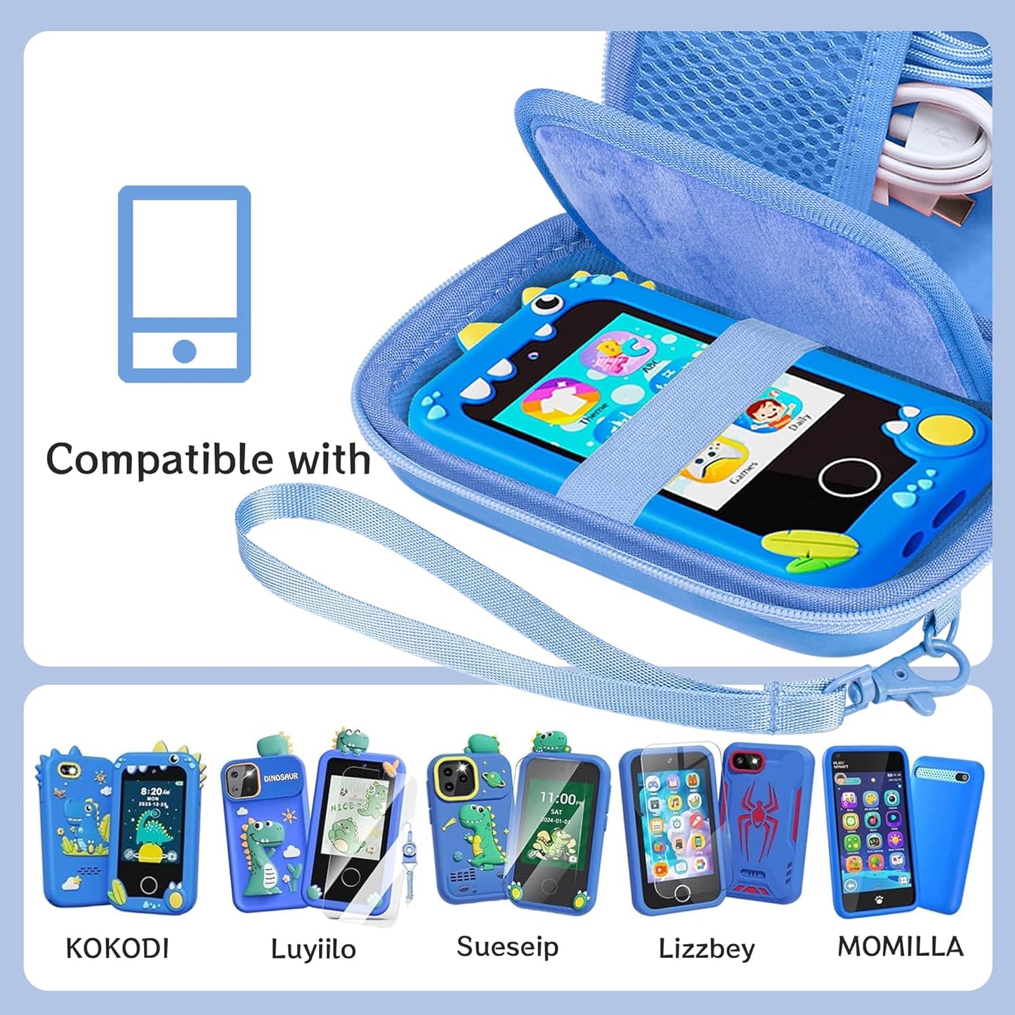 Leayjeen Kids Smartphone Case Compatible with Kikapabi/Joozfee/Prysyedawn 2.8" Touchscreen Toddler Learning Play Toy Phone,Birthday Gifts for Girls Age 3-10 Kids Toys Cell Phone-Purple(Case Only)