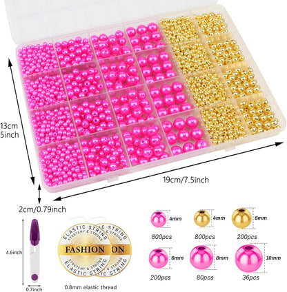 Hpebl 2136PCS Beads for Bracelets Pearl Bracelet Making Kit Friendship Bracelet Kits Bracelet Bead Kits Small Pearl Bead and Gold Beads Beading Kit for Bracelets Jewelry Making Kit
