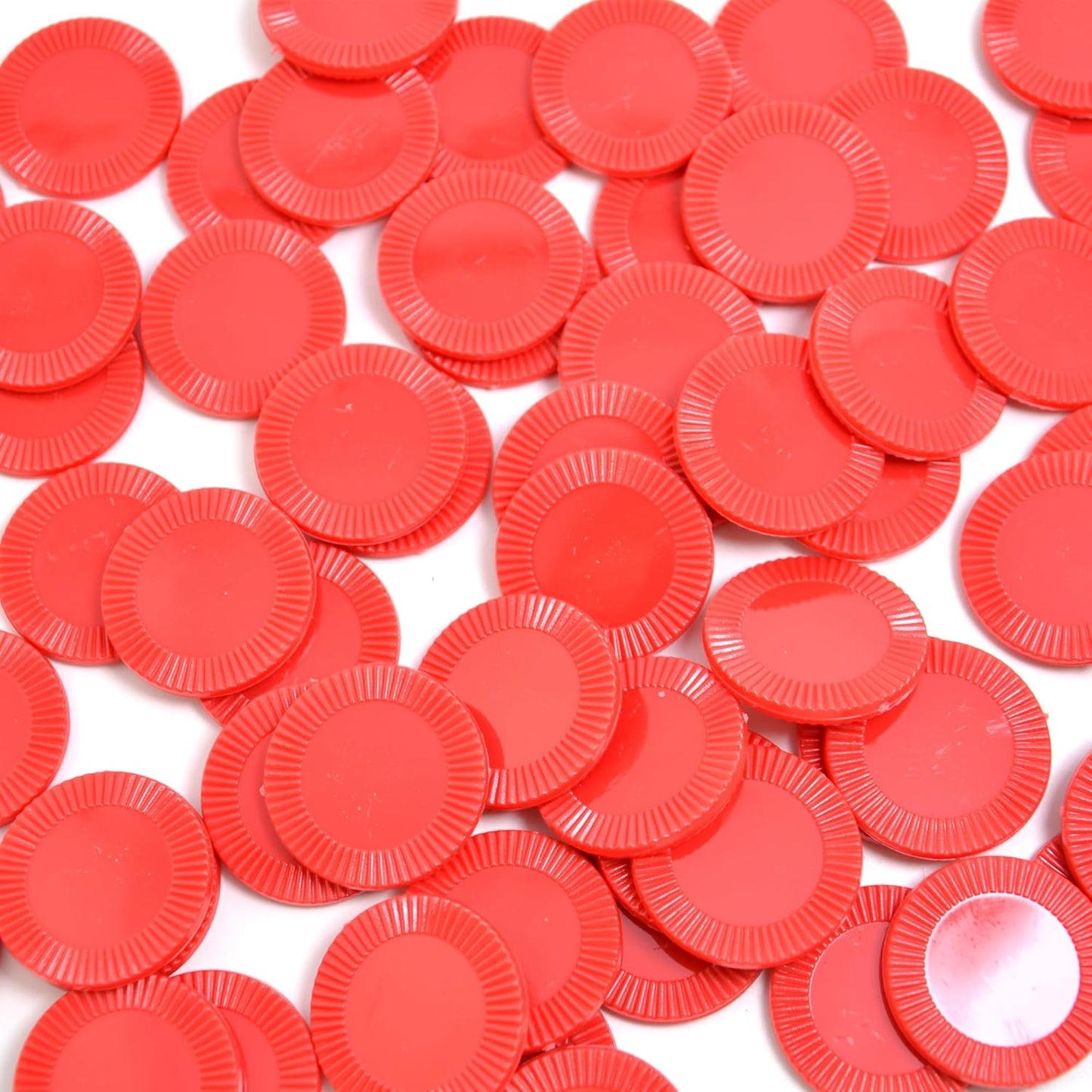 Smartdealspro 64pcs 32mm/1.26 Inch Opaque Plastic Learning Counters Disks Mini Poker Chips Game Tokens with Storage Box (Red)