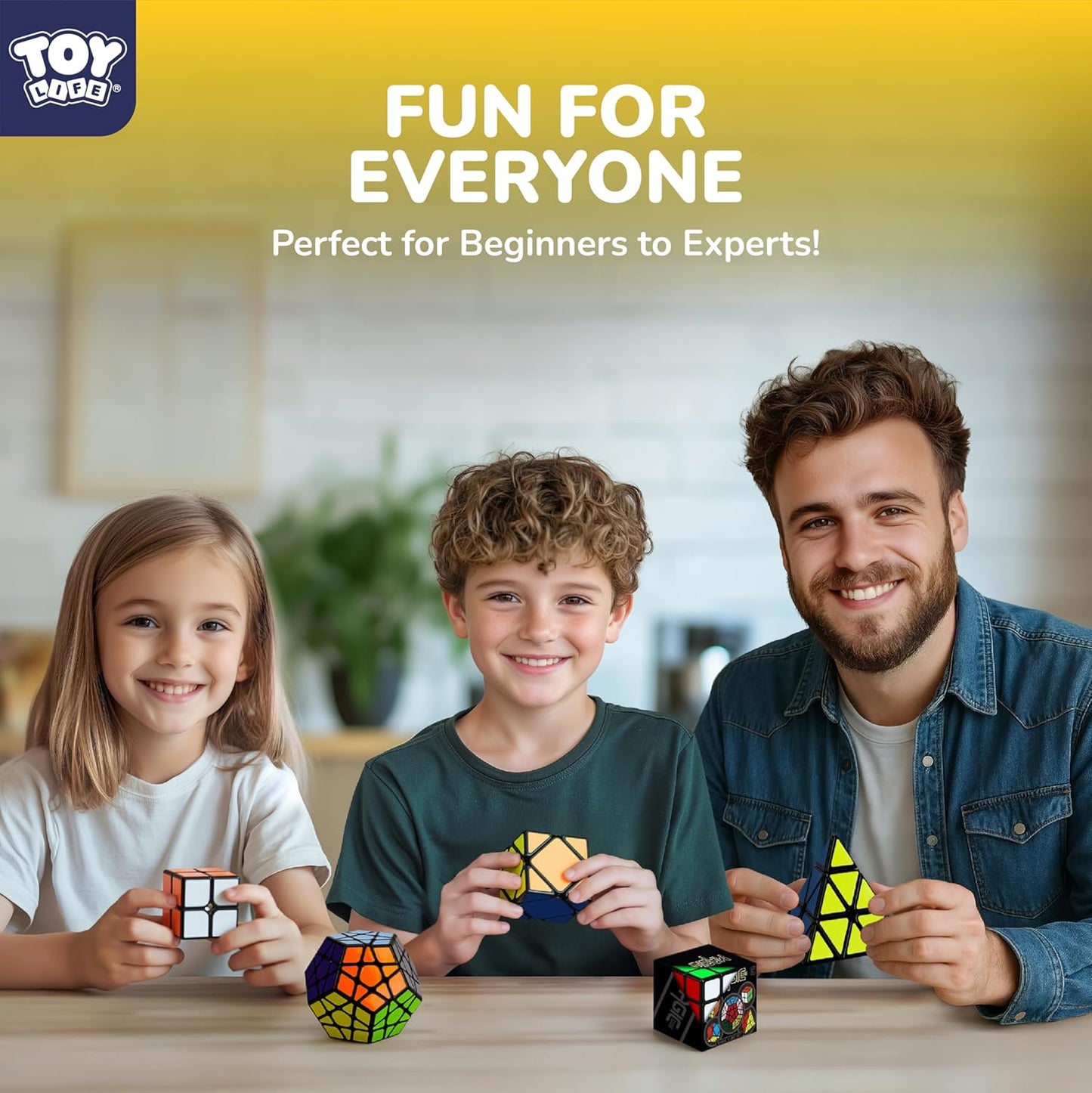 STEAM Life Speed Cube Set 5 Pack Magic Cube | Includes Speed Cubes 3x3, 2x2 Speed Cube, Pyramid Cube, Megaminx Cube Puzzle Cube Bundle for Kids & Adults