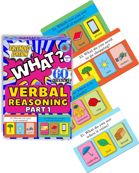 Verbal Reasoning Language Flash Cards for Kids | Q&A Learning Deck for ESL, Home Schooling & Special Needs | Parent and Professional Use