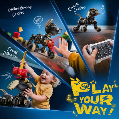 Ruko 18011 Smart Robot Dog, Interactive Puppy with 30 LED Expressions, Programmable Play, 2.4 GHz Remote & Gesture Control, Toy for Kids Age 3+