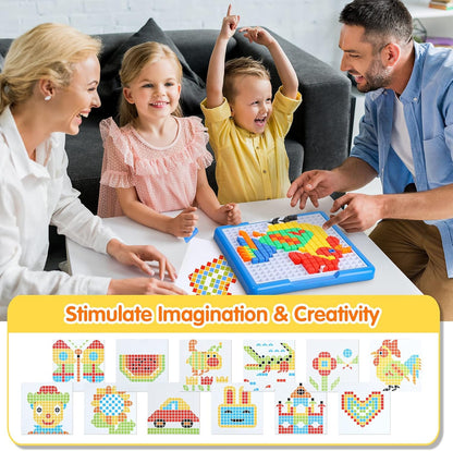 ZOZOPLAY Kids Mosaic Puzzle,490Pcs Building Blocks,Educational Kit with 6 Assembly Drawing,STEM Toys for 3+ Year Old(Small Cube)