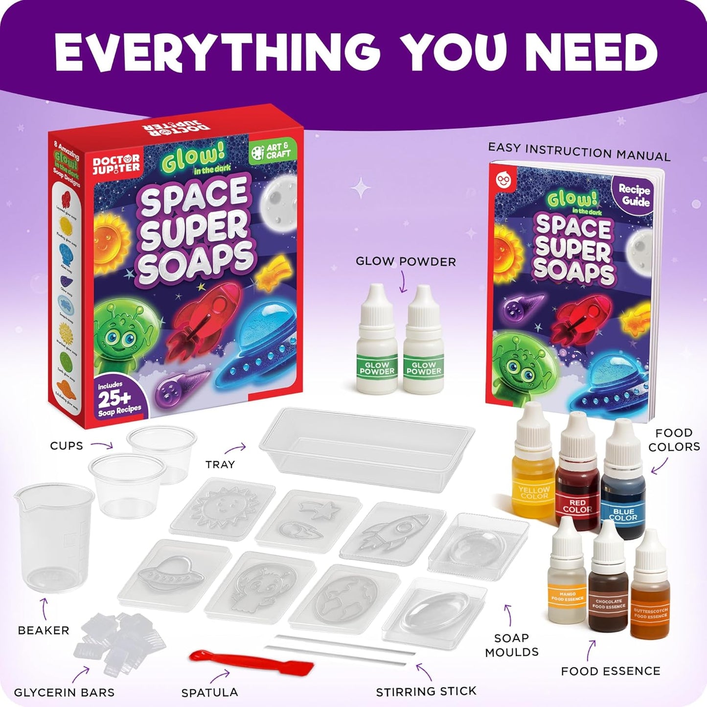 Doctor Jupiter Glam Science, DIY Makeup Craft Kit for Girls Ages 6+ | 50+ Beauty Recipes - Make Your Own Makeup, Perfume, Lip Gloss, Bath Bomb| Birthday Gift Ideas for 6-7-8-9-10-11-12 Year Olds