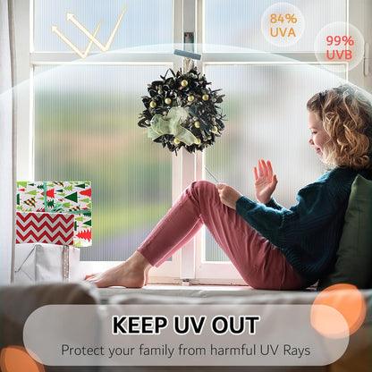 VELIMAX Reeded Glass Privacy Film, Frosted Window Vinyl, 3D Decorative Window Decals Non Adhesive for Bathroom & Living Room, 17.7x118 inches