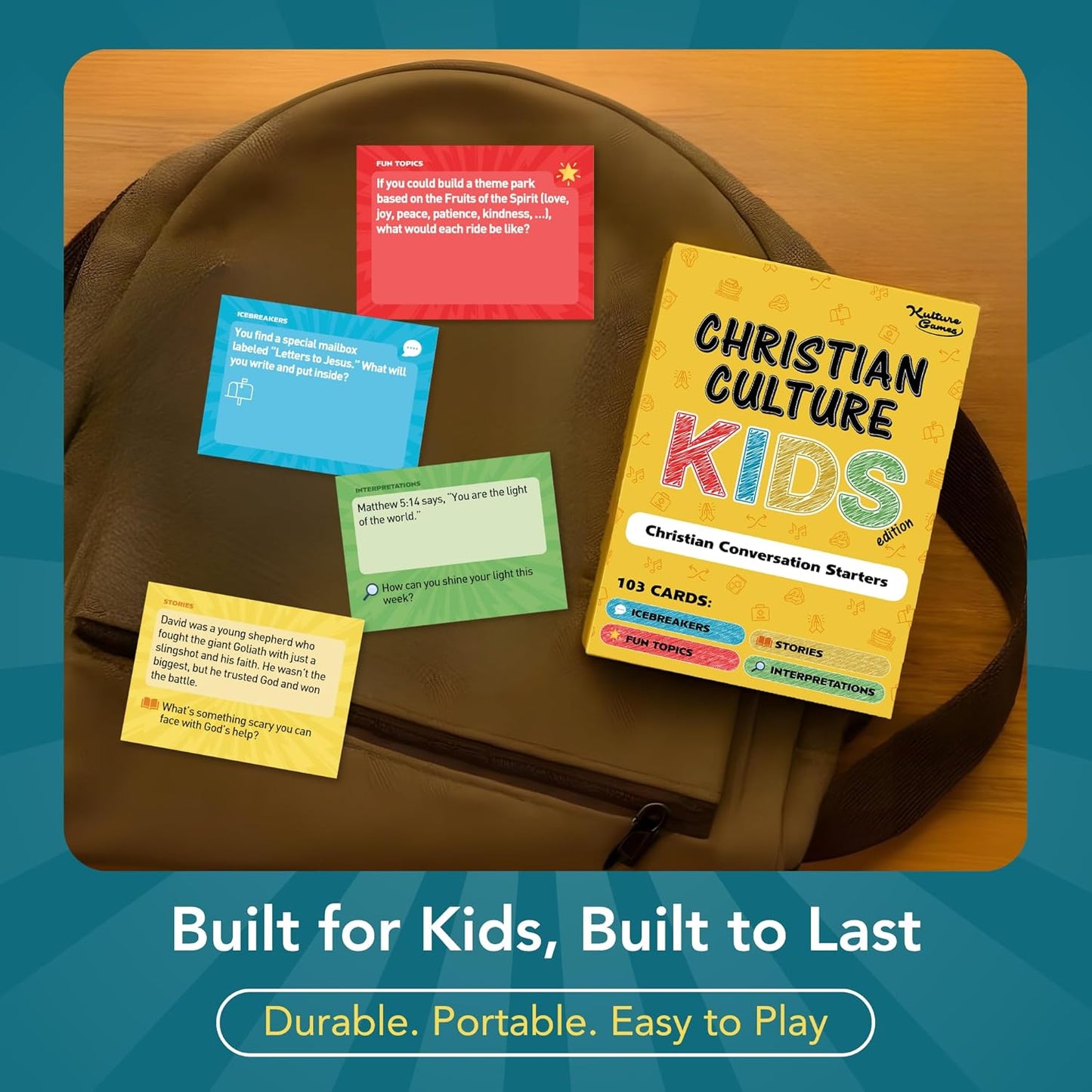 Kulture Games - Bible Conversation Cards for Kids - Christian Family Games - Faith Based Educational Card Games - Sunday School Christian - Gifts Learning - Ages 6+