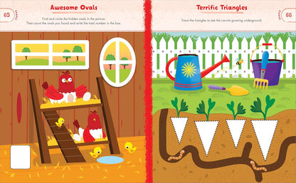 Preschool Activity Book On The Farm: 75 Games to Learn Letters, Numbers, Colors, and Shapes (School Skills Activity Books)