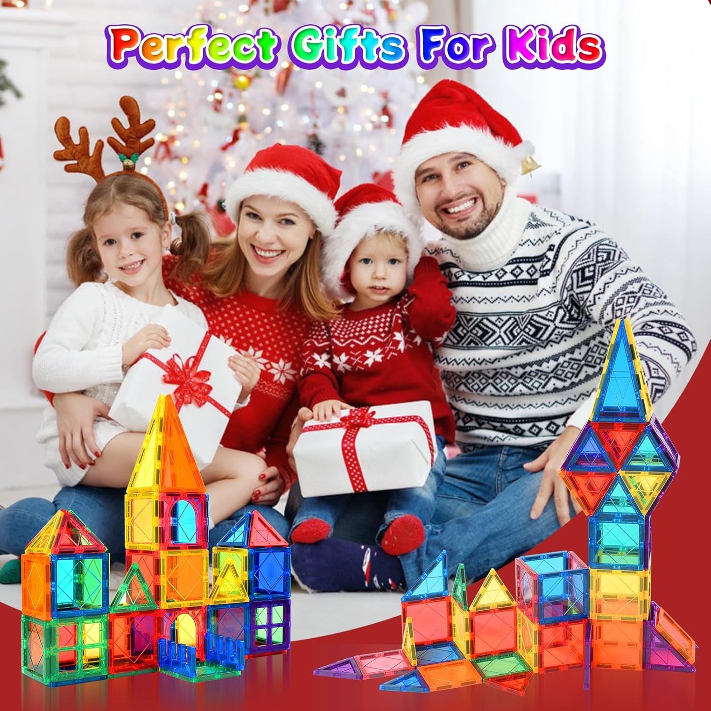 NVHH 100PCS Magnetic Tiles Blocks for Kids Ages 3-5 4-8,STEM Learning Educational Preschool Magnet Building Toys for Toddlers,Christmas Birthday Gifts Toys for 3 4 5 6 7 8+ Year Old Boys Girls