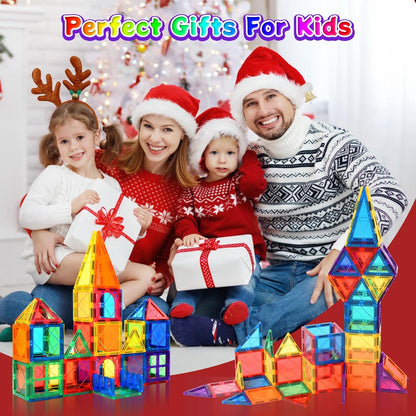 NVHH 100PCS Magnetic Tiles Blocks for Kids Ages 3-5 4-8,STEM Learning Educational Preschool Magnet Building Toys for Toddlers,Christmas Birthday Gifts Toys for 3 4 5 6 7 8+ Year Old Boys Girls
