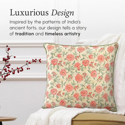 CPC 100% Cotton Throw Pillow Covers 18x18 Inch, Set of 2 Green Block Print Pattern Couch Pillow, Cute Boho Decorative Pillows for Living Room, Bedroom with Hidden Zipper- Agate Green