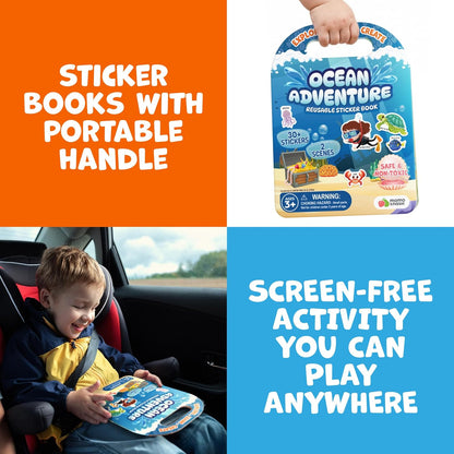 Sticker Book for Toddlers 1-3 - Reusable Sticker Book for Toddlers 2-4 Years, Stickers for Kids, Toddler Travel Toys, Airplane Toys for Toddler 1-3 - Birthday Gifts for 3 Year Old Boys, Girls 2-4