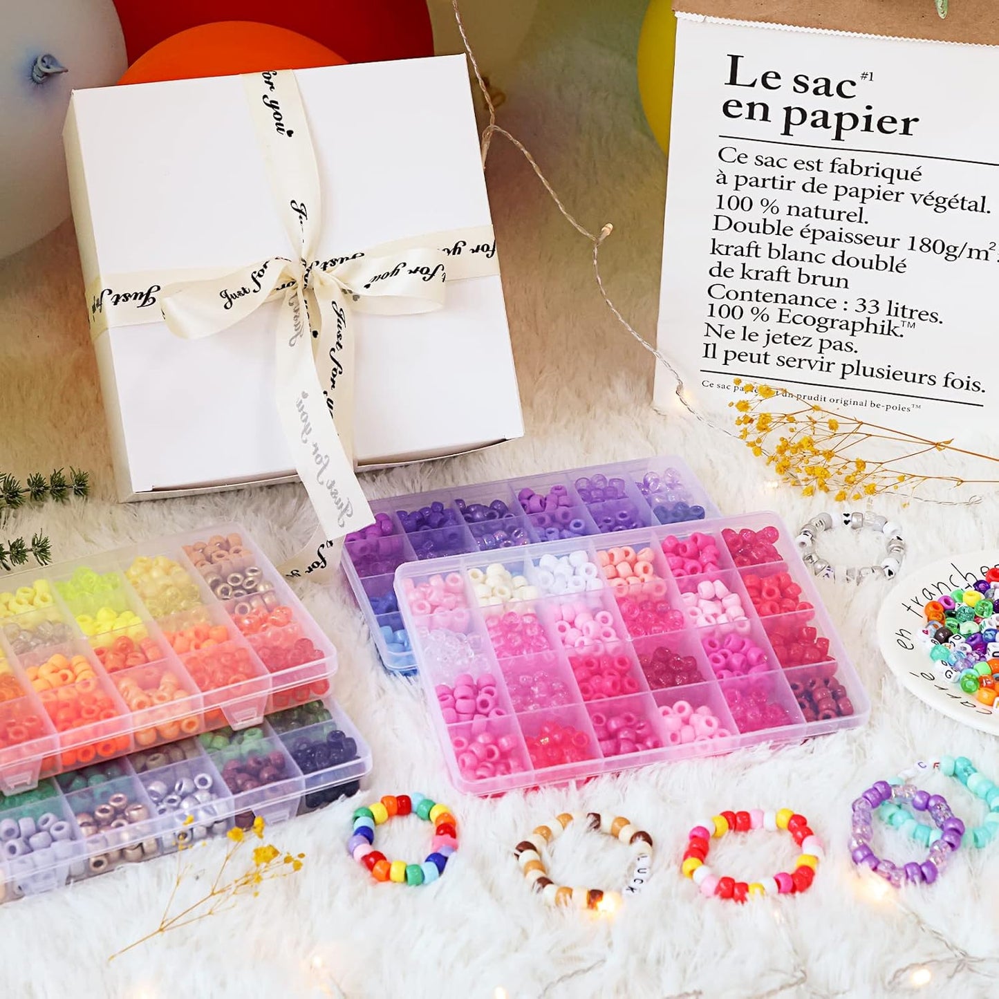 Bracelet Making Kit 96 Colors Pony Beads 3300pcs Friendship Bracelet Kit Rainbow Kandi Beads with Letter and Heart Beads Elastic Threads for Kids Adults Keychain Jewelry Necklace Making