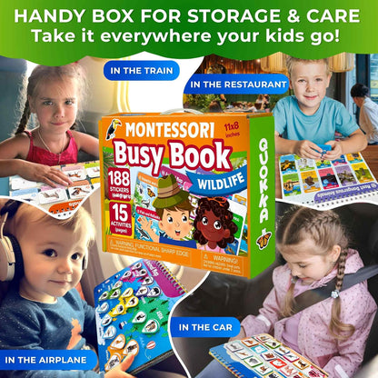 QUOKKA Montessori Busy Book for Toddlers 1-3 - Pre K Kids Learning Activities for Homeschooling - My Preschool Busy Book for Ages 3-5 - 15 Kids Educational Activities 2-4 Years