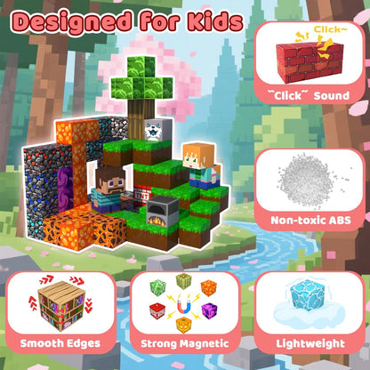 Magnetic Blocks Toys for Kids, 100 PCS Building Blocks Cubes, Stacking Magnetic Tiles Toys for Kids Toddlers Boys Girls Ages 3 4 5 6 7 8-12 Birthday Gifts Party Supplies (Underworld)