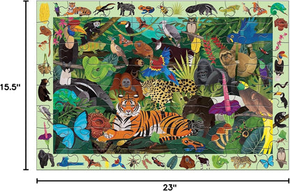 Mudpuppy Rainforest — 64 Piece Search & Find Puzzle Jigsaw Puzzle Featuring Diverse and Exotic Rainforest Animals and Over 40 Hidden Images to Find for Ages 4+