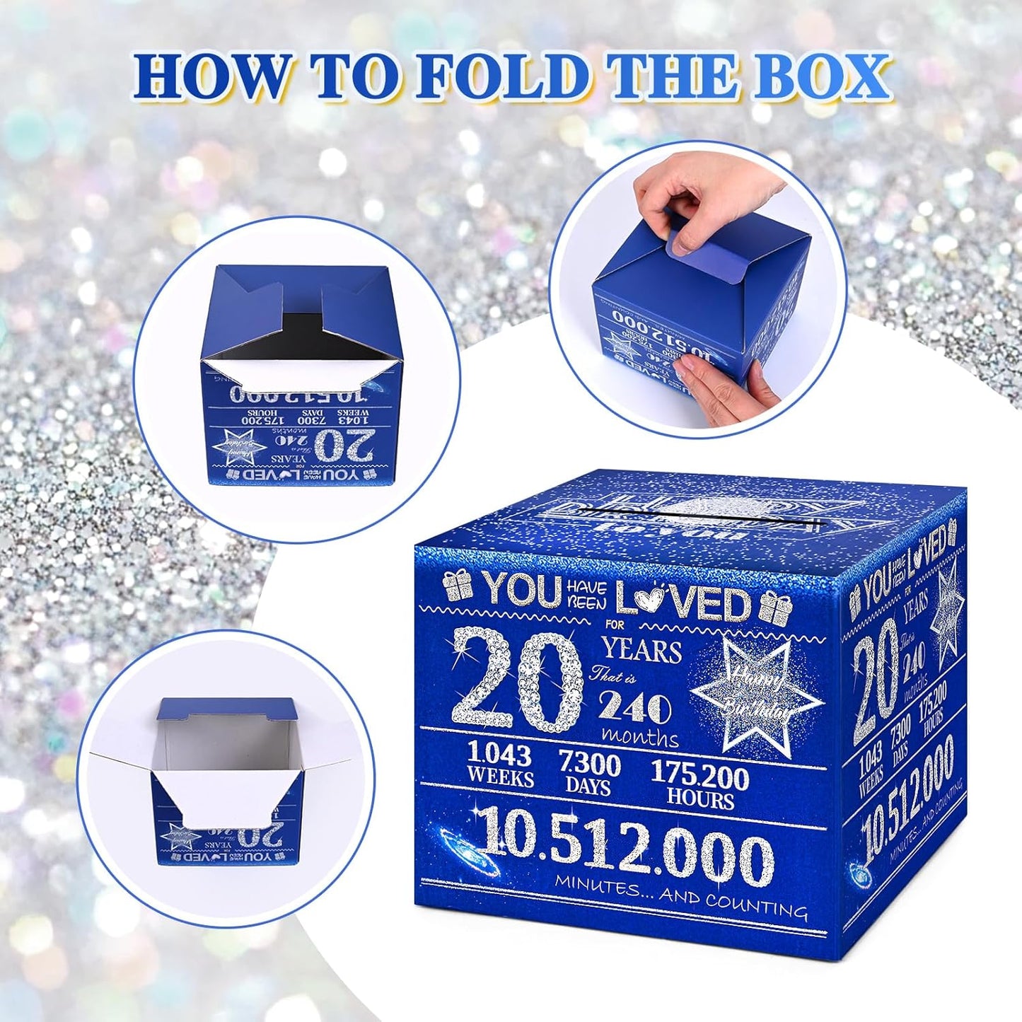 10 Happy Birthday Money Box for Cash Gift, 10th Birthday Decorations for Boys and Girls, Gifts for 10 Year Old Boy, Boy Gift Ideas, Cool Things for Teen -Blue with 100PCS Bags
