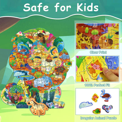 Dinosaur Puzzles for Kids Ages 6-8 Years Old 295 Piece Jigsaw Puzzles Unique Animal Shape Floor Puzzle Ages 8-10 Learning Educational Toys Birthday Gift for Boys Girls Ages 10-12