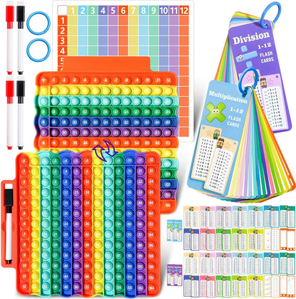 Multiplication Flash Cards + Math Board, Math Flash Cards & Chart, Times Table Manipulatives for Preschoolers 3rd,4th,5th,6th Grade