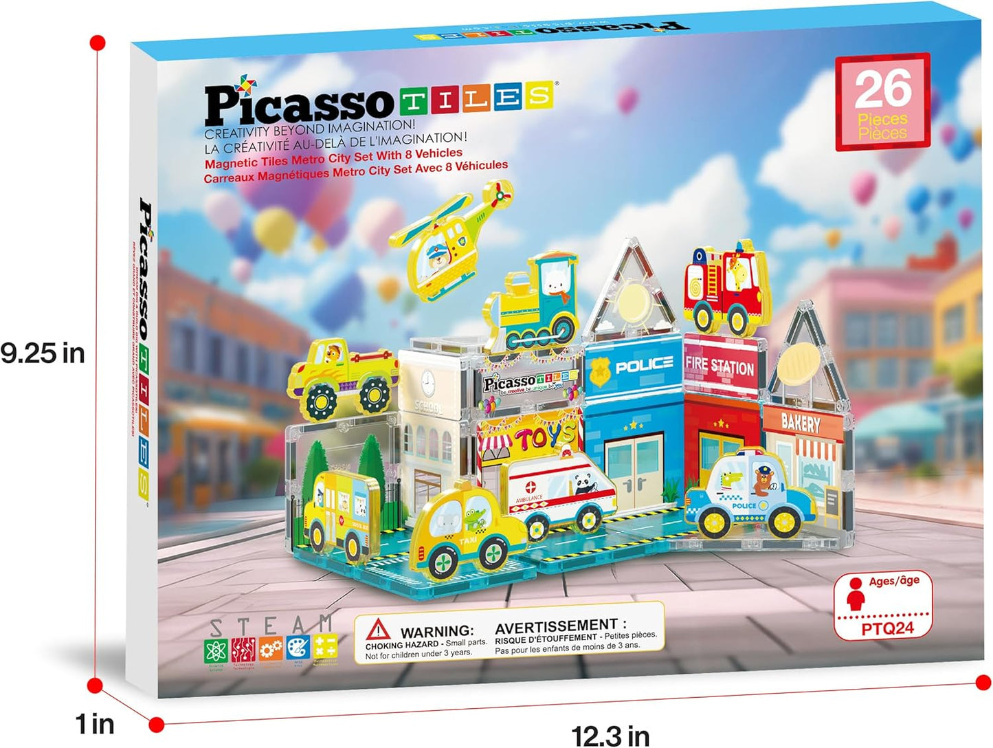 PicassoTiles Magnetic Tiles Magnet Tile Building Blocks Marine Animal World Themed Set with 8 Ocean Character Action Figures STEM Learning Toy Construction Toddlers Boys Girls Ages 3+ PTQ25