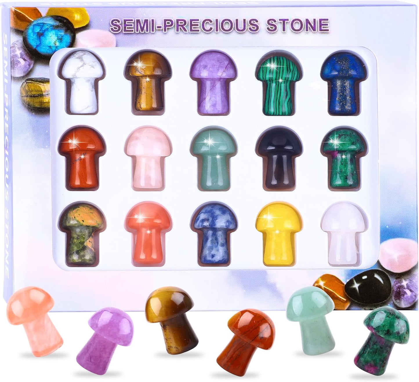 12PCS Natural Star Shaped Gemstones Set 0.8inch Worry Stones Mini Star Crystal Polished Star Pocket Gems Star Shaped for DIY Meditaion Reiki Balancing Decor Rock Kids Beginners