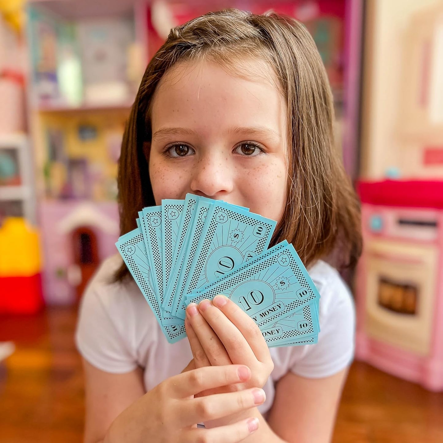 Opoly Play Money – 800Pcs Fake Currency for Board Games – 100 of Each Bill in 8 Denominations – $1, $5, $10, $20, $50, $100, $500, & $1000 - Paper Pretend Play Cashier