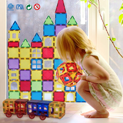 MAGBLOCK Magnetic Tiles Toys for Kids Magnet Building Tiles 100 Pcs Magnetic Blocks Preschool Building Sets Educational Toys for Toddlers Boys and Girls.