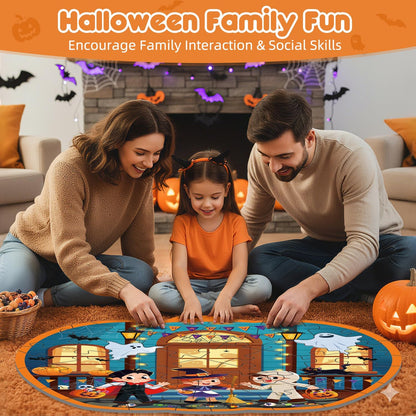 45 Pcs Halloween Floor Puzzle for Kids Age 4-8, Jumbo Pumpkin Jigsaw Puzzles Halloween Boo Basket Gifts Stuffers for Kids Girls Boys