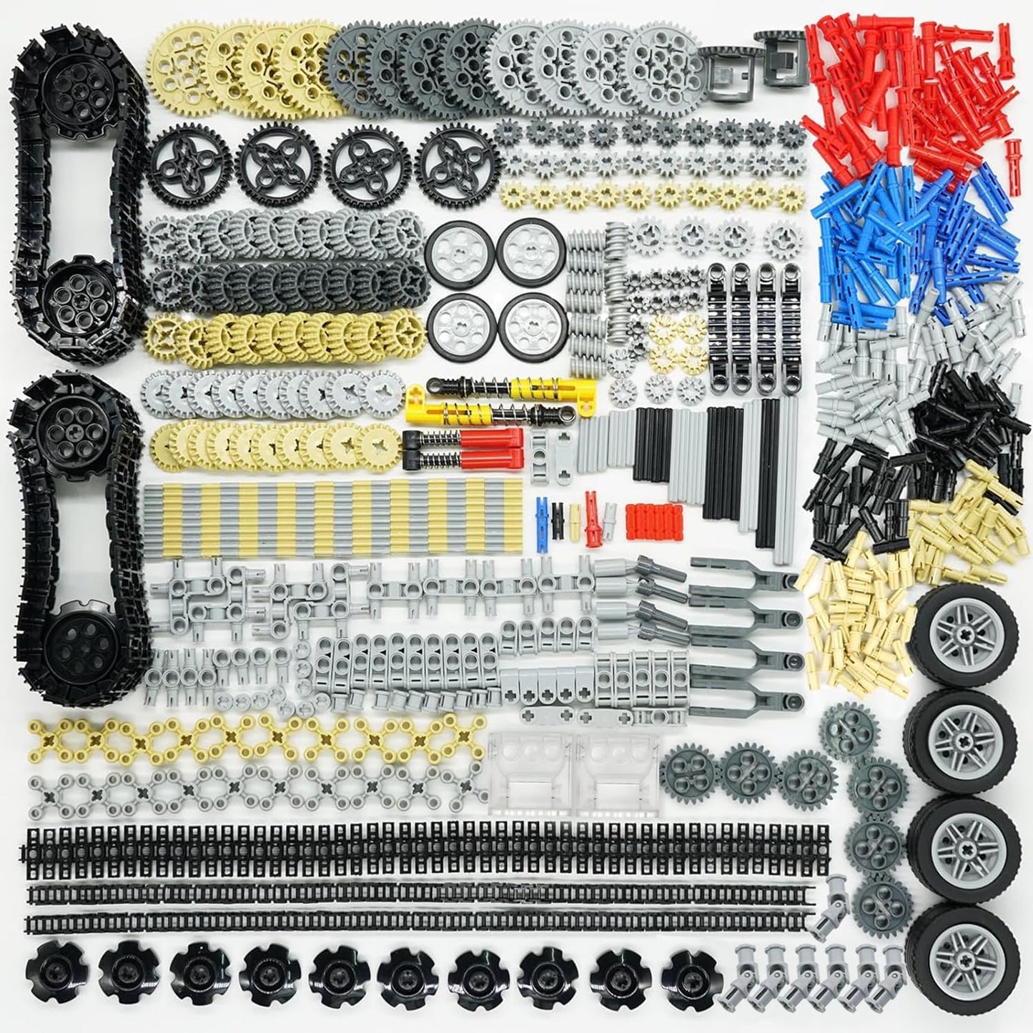 BroTex Technical-Parts-Beams-Gears Bricks Bulk Pins Connectors, Compatible with Car-Motors Accessories Building Blocks Sets MOC Buildings Toys for Adults Kids Age 6+ Toys