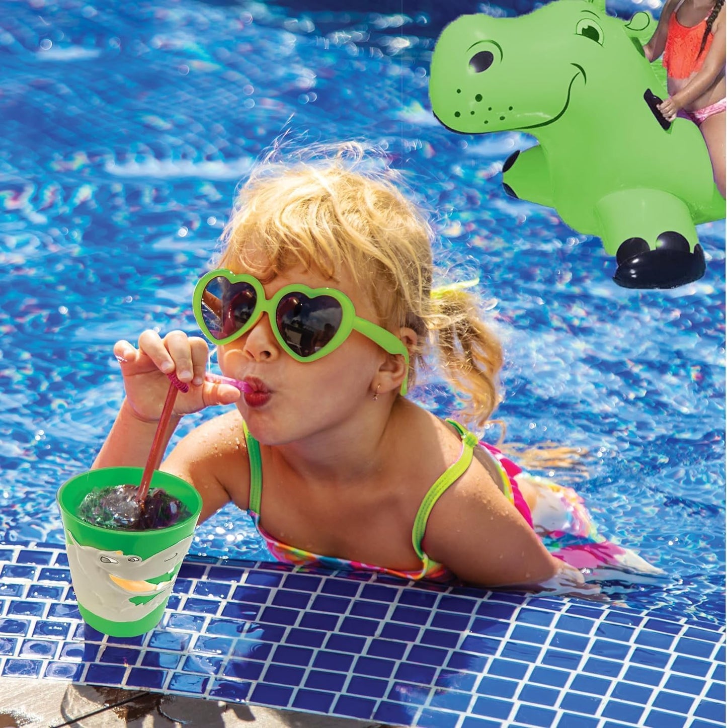 Lily's Home 3D Hippo Tumbler for Kids 10oz - Unbreakable BPA-Free Plastic, Fun Animal-Shaped Drinkware for Ages 3-6 - Toddler Reusable & Bathroom Rinse (2-Pack, Grey)